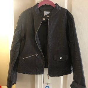 Mayoral black leather jacket size 9